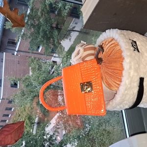 Orange Faux Leather Mini Bag